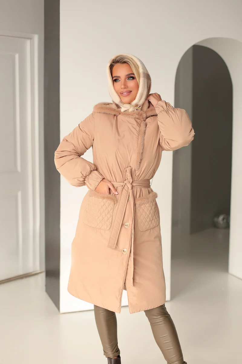 Winter coat with mink fur — изображение 12