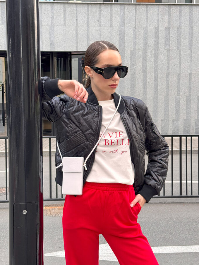 Quilted bomber jacket