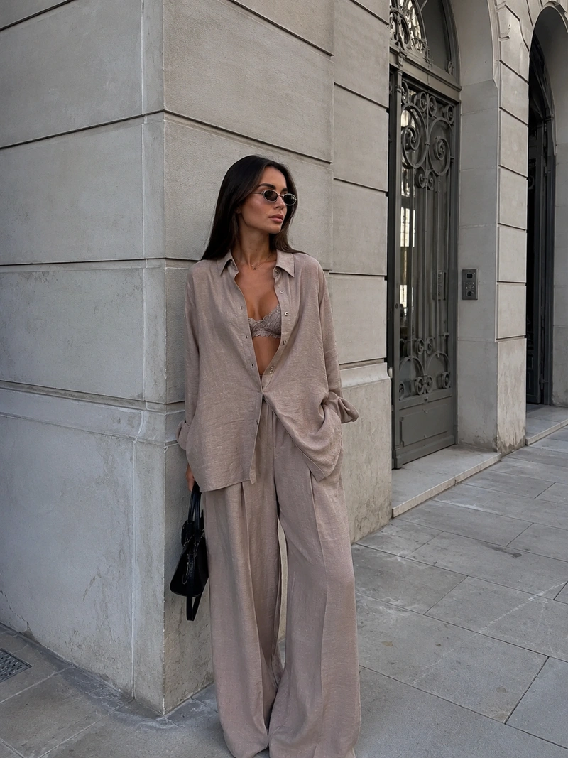 Stylish Summer Linen Three-Piece Set