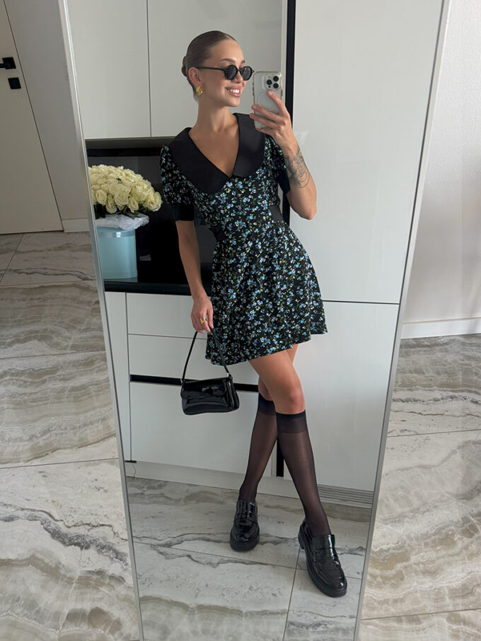 Lily Floral Dress with Statement Collar