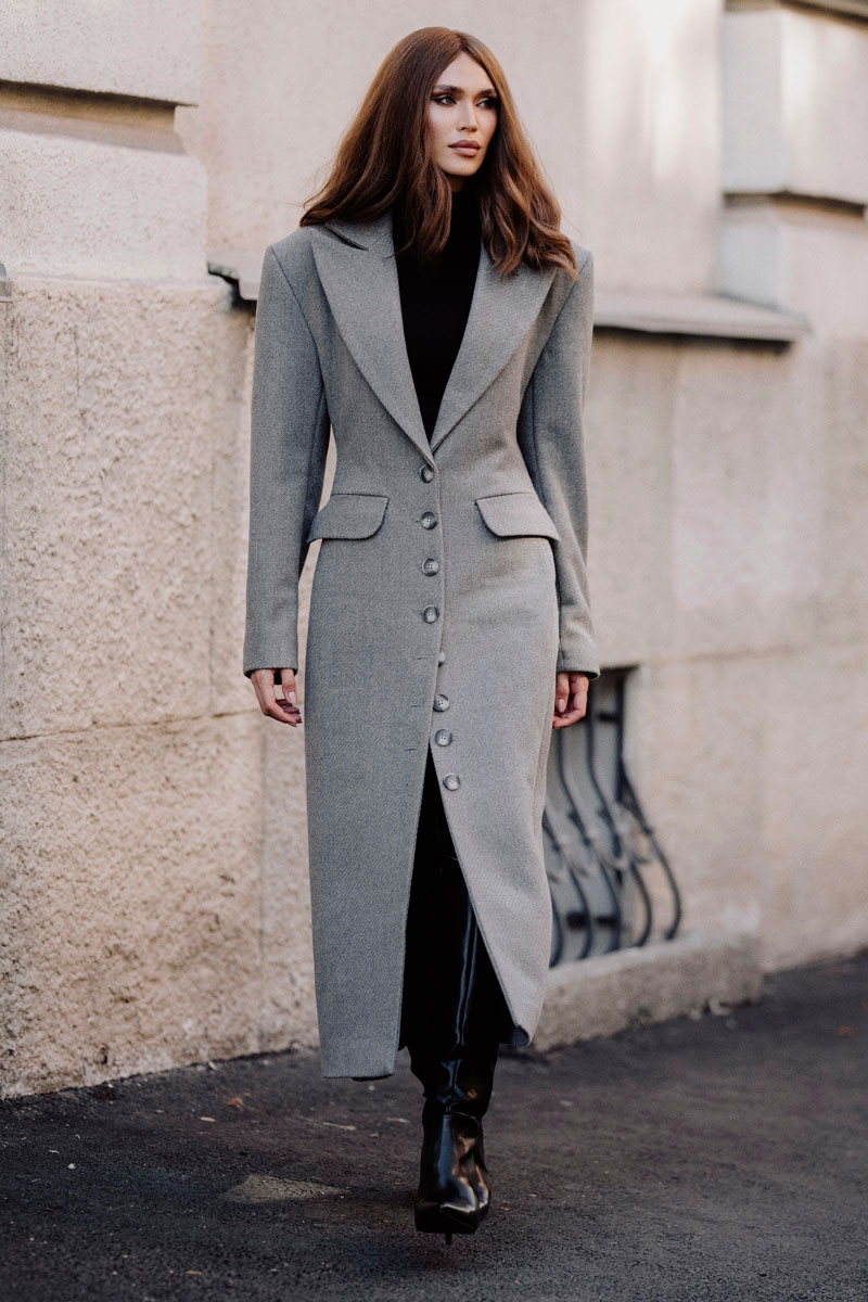 Maxi Coat with Structured Shoulders