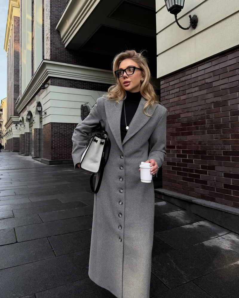 Maxi Coat with Structured Shoulders