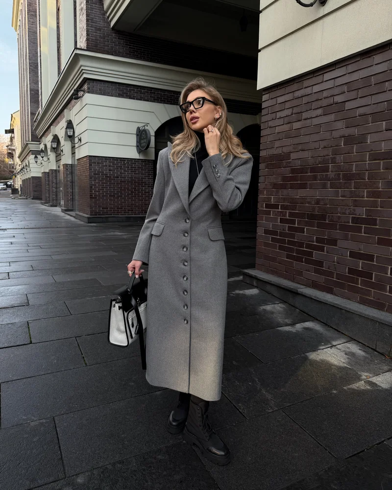 Maxi Coat with Structured Shoulders - Image 2