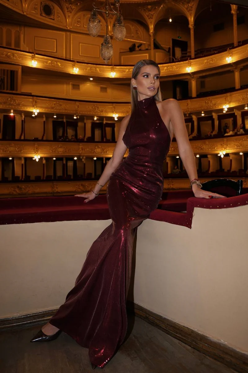 Inferia Sequin Open-Back Gown