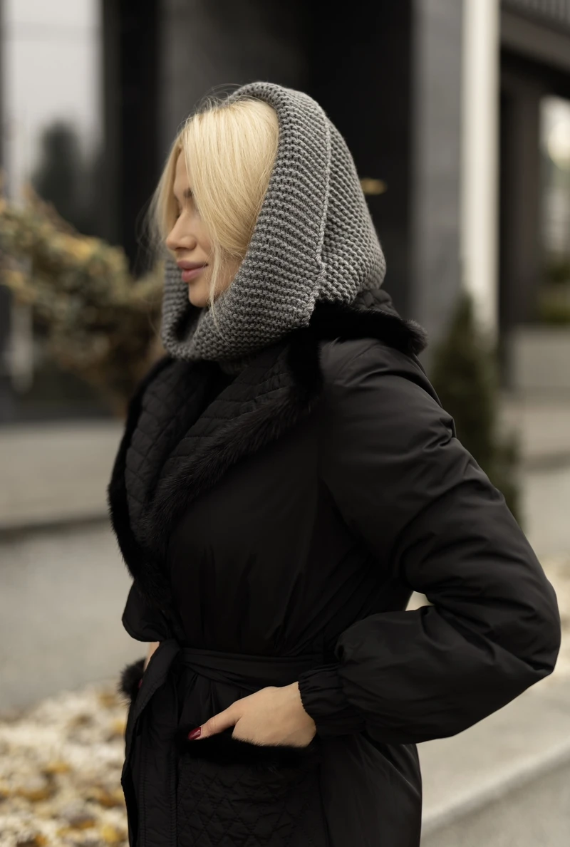 Winter coat with mink fur — изображение 5