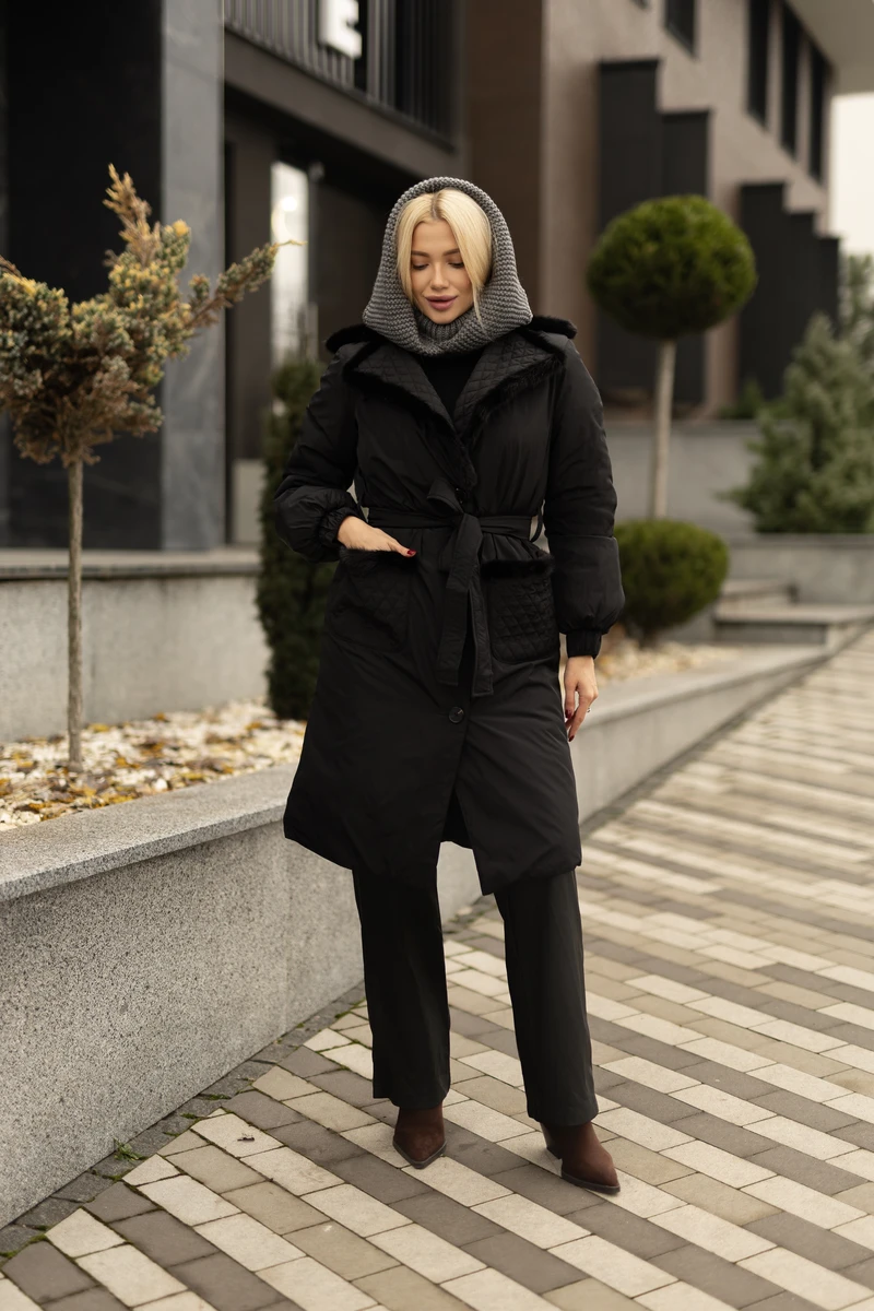 Winter coat with mink fur — изображение 3