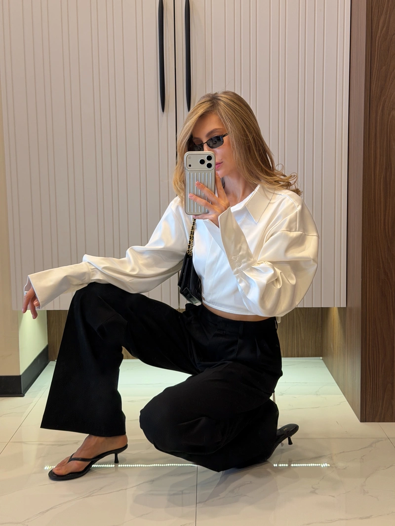Milano Cropped Satin Blouse