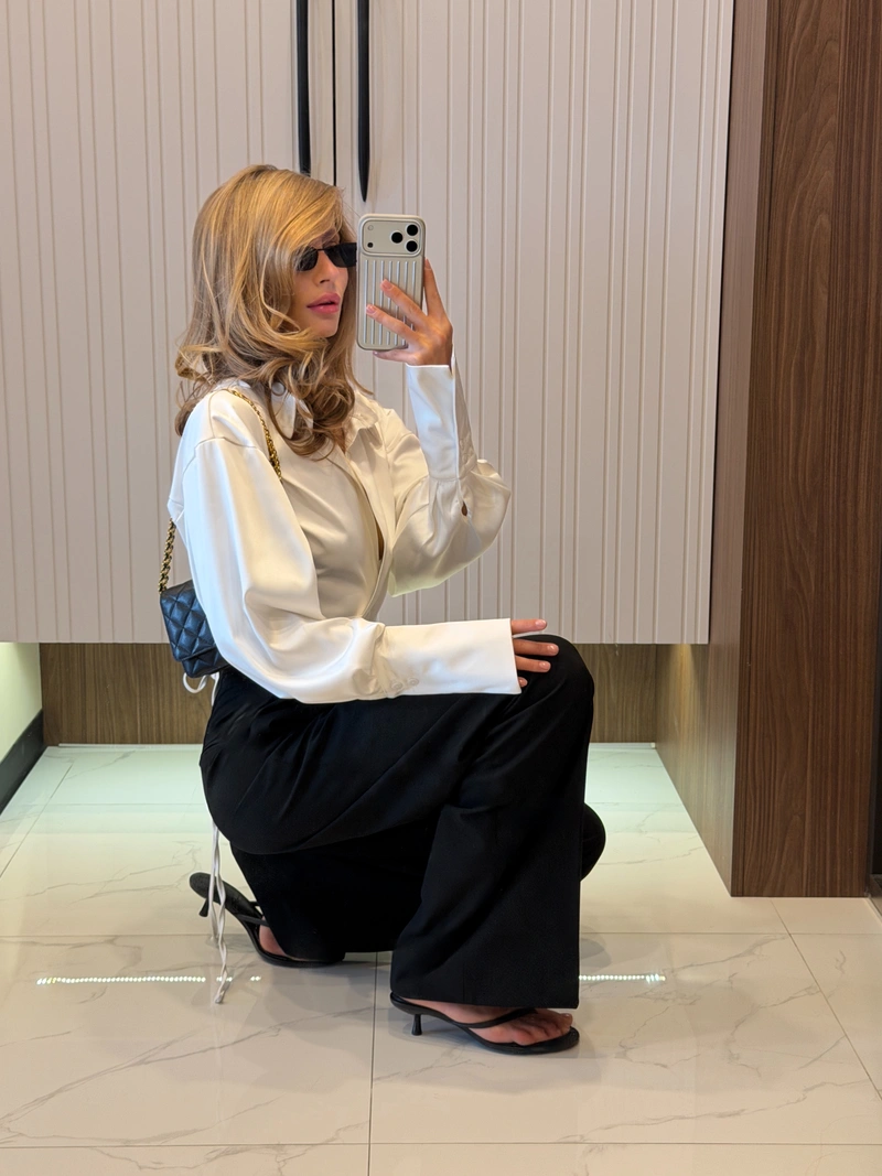 Milano Cropped Satin Blouse - Image 5
