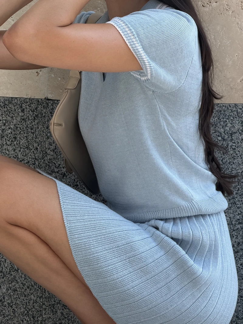 Chic Pleated Skirt & Polo Tee Set - Image 5